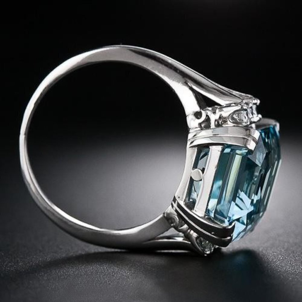 💍 Crystal Clear Largr Pure Rectangle Zircon Rings for Women, INDN8310 - Picture 4 of 6